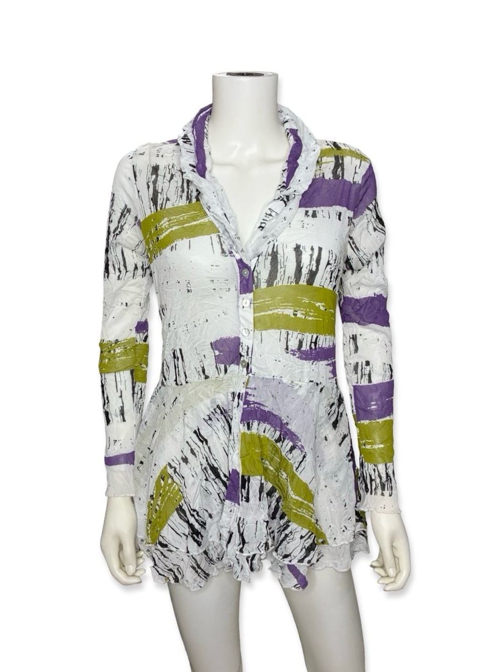 Comfy USA Sheer Mesh Wrinkle Tunic Top